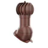 iVent ROTO ATTIC ROUND Active Attic Exhaust Vent – Exposed Fasteners 1 1/4" Rib — Brown