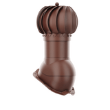 iVent ROTO ATTIC ROUND Active Attic Exhaust Vent – Exposed Fasteners 3/4" Rib — Brown