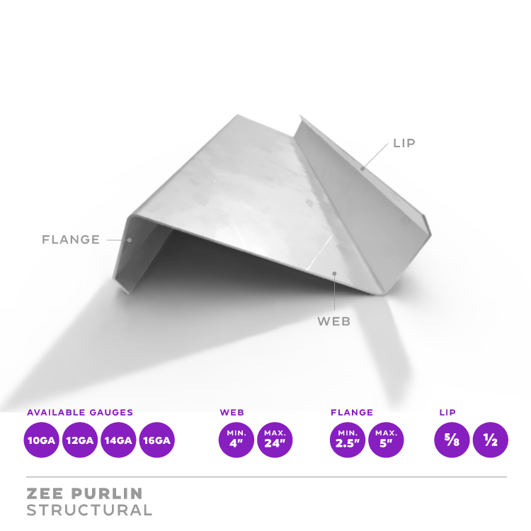 6" x 2.5" - 12 Gauge Zee Purlin/Girt