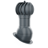 iVent ROTO ATTIC ROUND Active Attic Exhaust Vent – Standing Seam & Snap-Lock — Graphite 6"