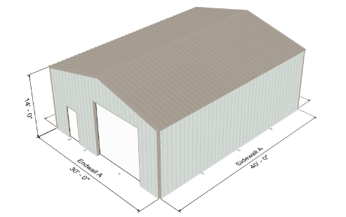 Beige 30 x 40 Utility Building No Snow Load