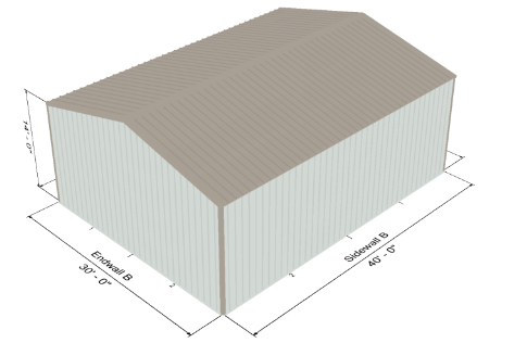 Beige 30 x 40 Utility Building No Snow Load